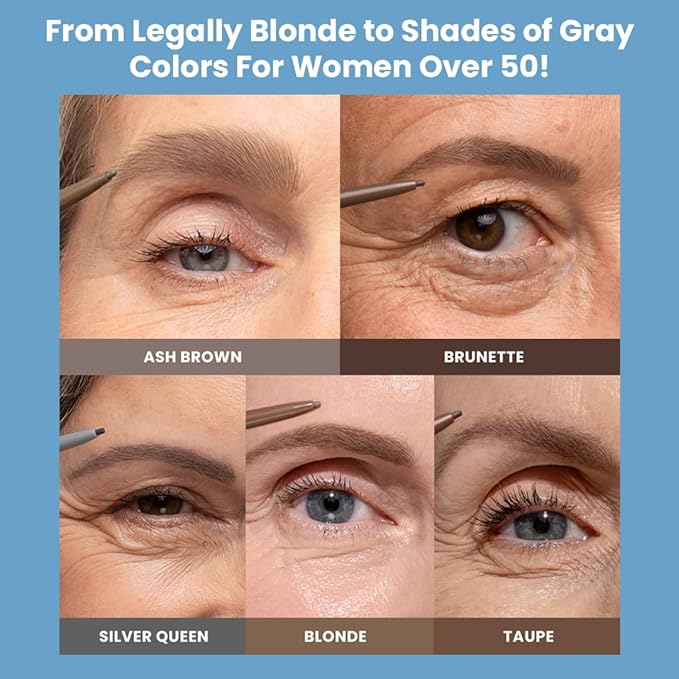 PrimeBrow Pencil for Mature Women ??Ultra-Precise Tip for Natural, Hair-Like Strokes ??Smudge-Proof & Long-Lasting Wear ??Great for Thinning, Sparse, or Graying Brows (Silver Queen)