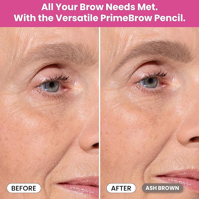 PrimeBrow Pencil for Mature Women ??Ultra-Precise Tip for Natural, Hair-Like Strokes ??Smudge-Proof & Long-Lasting Wear ??Great for Thinning, Sparse, or Graying Brows (Ash Brown)